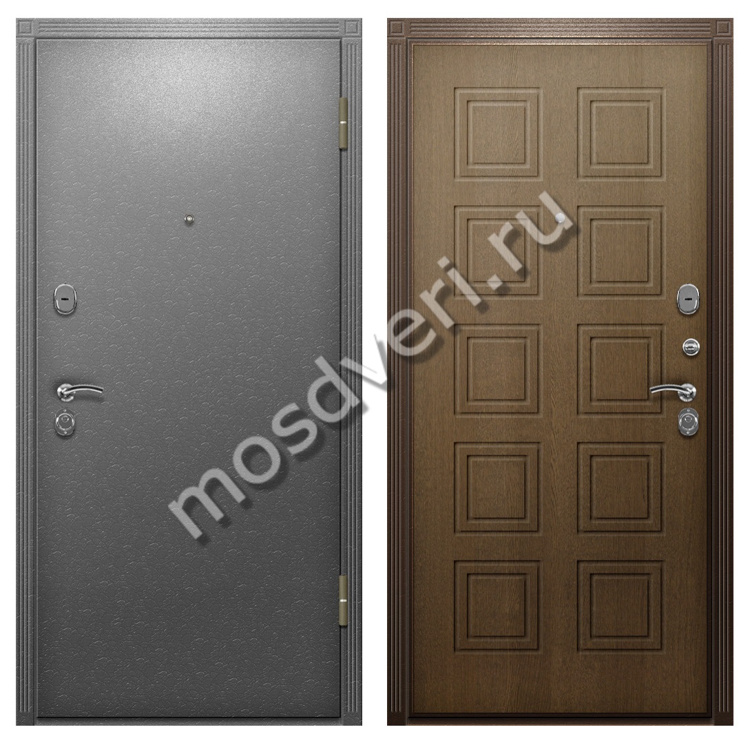 Одностворчатая дверь серая металлическая TD-154 - купить от производителя Мосдвери Одностворчатая дверь серая металлическая TD-154