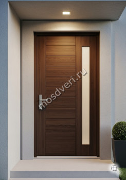 Современная входная дверь со стеклом коричневого цвета - купить от производителя Мосдвери Современная входная дверь со стеклом коричневого цвета